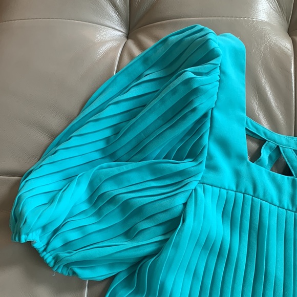 Michael Maiello For Pat Richards Pleated Dress Vintage Polyester Puff Sleeve - Picture 5 of 8